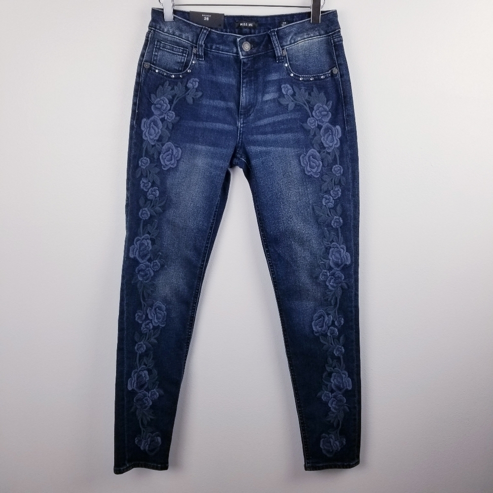 MISS ME Floral Embroidered Skinny Jeans NWT size 26
